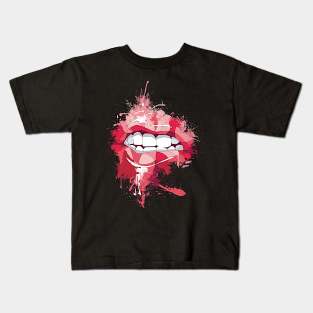 lips Kids T-Shirt by AMDesigns